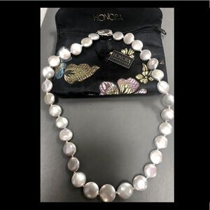 Honora Gray Coin Pearl Necklace Silver Sterling 925